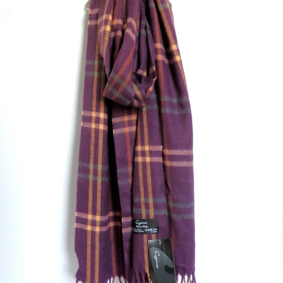 2 for 10 Plaid Fringe Scarf Made In ITALY NEW - Picture 4 of 6